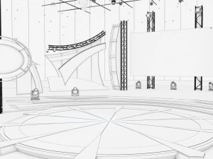 Virtual TV Studio Entertainment Set 5 3D Model