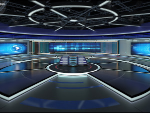 Virtual TV Studio News Set 31 3D Model