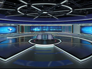 Virtual TV Studio News Set 31 3D Model