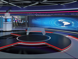 Virtual TV Studio News Set 31 3D Model