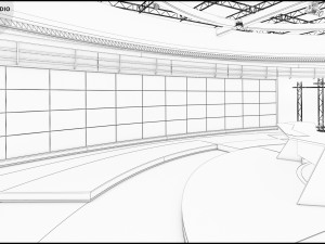 Virtual TV Studio News Set 31 3D Model