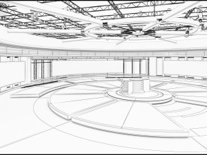 Virtual TV Studio News Set 31 3D Model