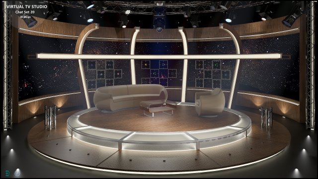 Virtual TV Studio Chat Set 20 3D Model .c4d .max .obj .3ds .fbx .stl .blend 