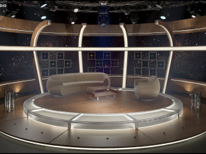 Virtual TV Studio Chat Set 20 3D Model