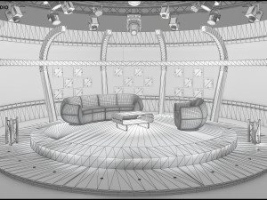 Virtual TV Studio Chat Set 20 3D Model