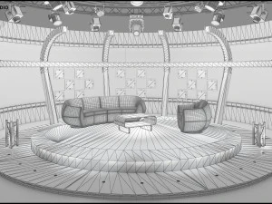 Conjunto de bate-papo do est&uacute;dio de TV virtual 20 Modelo 3D