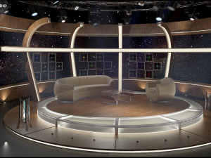 Virtual TV Studio Chat Set 20 3D Model