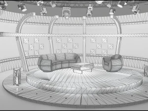 Conjunto de bate-papo do est&uacute;dio de TV virtual 20 Modelo 3D
