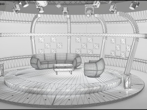 Virtual TV Studio Chat Set 20 3D Model