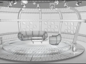 Conjunto de bate-papo do est&uacute;dio de TV virtual 20 Modelo 3D
