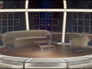 Virtual TV Studio Chat Set 20 3D Model