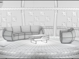 Virtual TV Studio Chat Set 20 3D Model