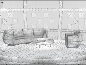 Conjunto de bate-papo do est&uacute;dio de TV virtual 20 Modelo 3D