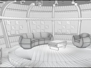Virtual TV Studio Chat Set 20 3D Model
