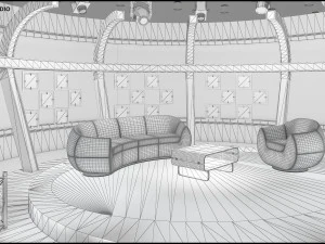 Conjunto de bate-papo do est&uacute;dio de TV virtual 20 Modelo 3D