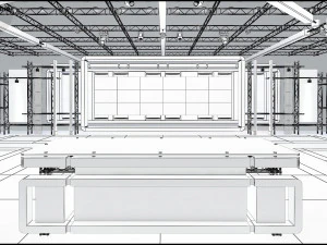 Virtual TV Studio News Set 8 3D Model