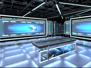 Virtual TV Studio News Set 8 Model 3D