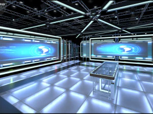 Virtual TV Studio News Set 8 3D Model