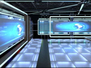 Virtual TV Studio News Set 8 3D Model
