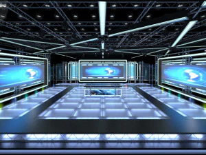 Virtual TV Studio News Set 8 3D Model