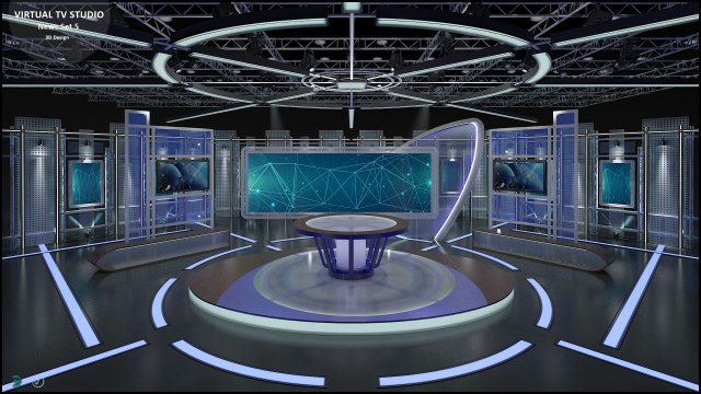 Virtual TV Studio News Set 5 Modèle 3D .c4d .max .obj .3ds .fbx .stl .blend 