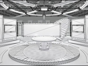 Virtual TV Studio News Set 5 3D Model