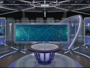 Virtual TV Studio News Set 5 3D Model
