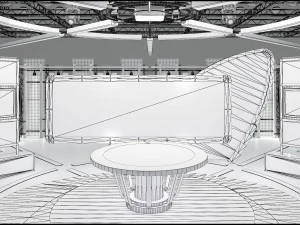 Virtual TV Studio News Set 5 3D Model