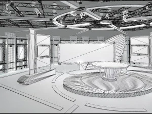 Virtual TV Studio News Set 5 3D Model
