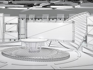Virtual TV Studio News Set 5 Modèle 3D