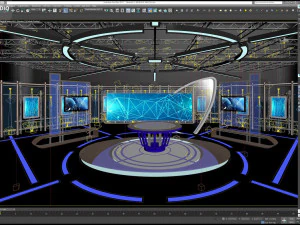 Virtual TV Studio News Set 5 3D Model