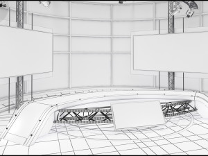 Virtual TV Studio News Set 36 3D Model