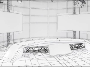 Virtual TV Studio News Set 36 3D Model