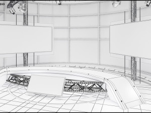 Virtual TV Studio News Set 36 3D Model