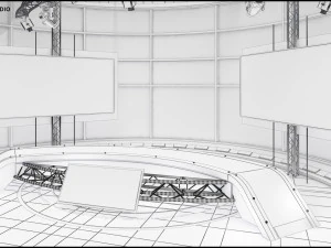 Virtual TV Studio News Set 36 3D Model