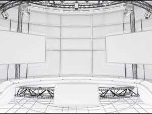 Virtual TV Studio News Set 36 3D Model