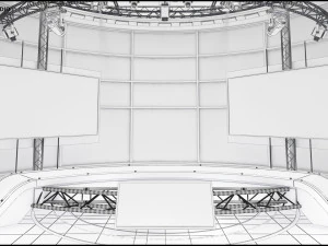 Virtual TV Studio News Set 36 3D Model