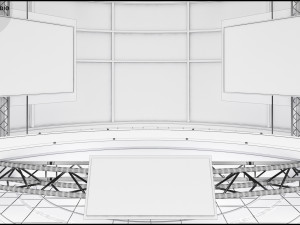 Virtual TV Studio News Set 36 3D Model