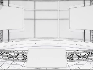 Virtual TV Studio News Set 36 3D Model