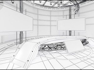 Virtual TV Studio News Set 36 3D Model
