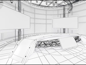 Virtual TV Studio News Set 36 3D Model
