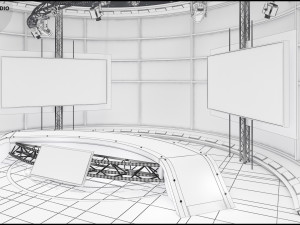 Virtual TV Studio News Set 36 3D Model