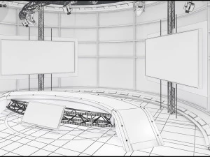 Virtual TV Studio News Set 36 3D Model