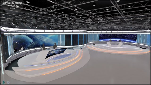 Virtual TV Studio News Set 35 Modelo 3D .c4d .max .obj .3ds .fbx .stl .blend 