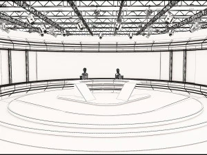 Virtual TV Studio News Set 35 3D Model