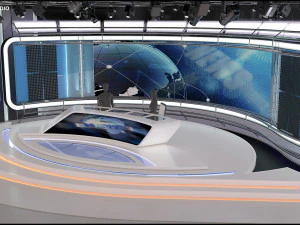 Virtual TV Studio News Set 35 3D Model
