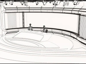 Virtual TV Studio News Set 35 3D Model