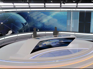 Virtual TV Studio News Set 35 3D Model
