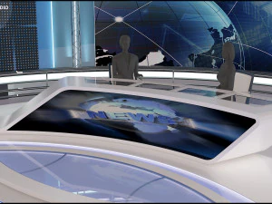 Virtual TV Studio News Set 35 3D Model