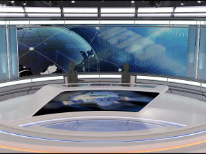 Virtual TV Studio News Set 35 3D Model